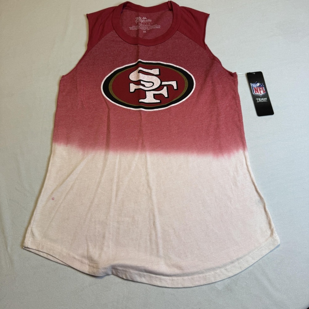 Majestic Women Tank Top M Red Ombre San Francisco 49ers NFL Muscle Tee